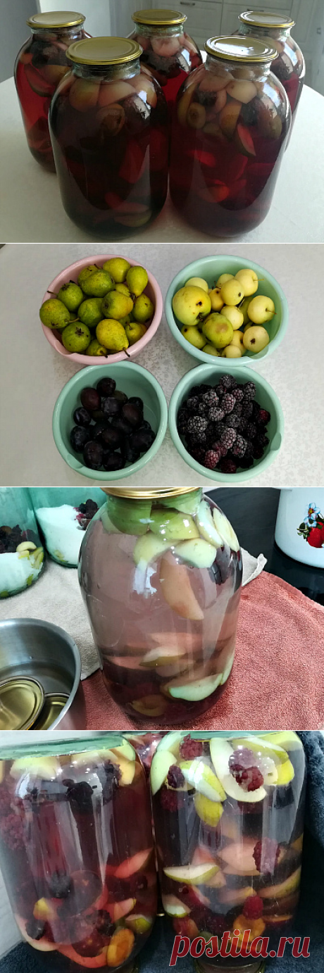 Компот из яблок, груш и ягод заготовка на зиму - Вкусный день