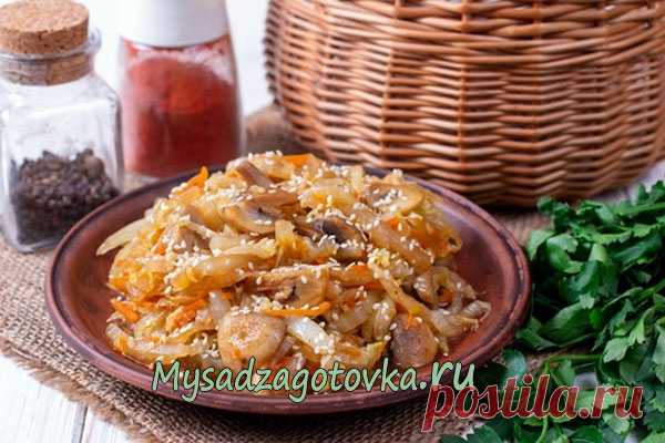 Тушеная пекинская капуста с шампиньонами — Сад Заготовка
