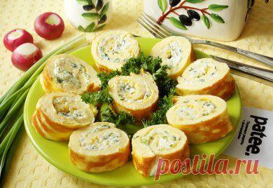 Яичный рулет с сыром - рецепт с фотографиями