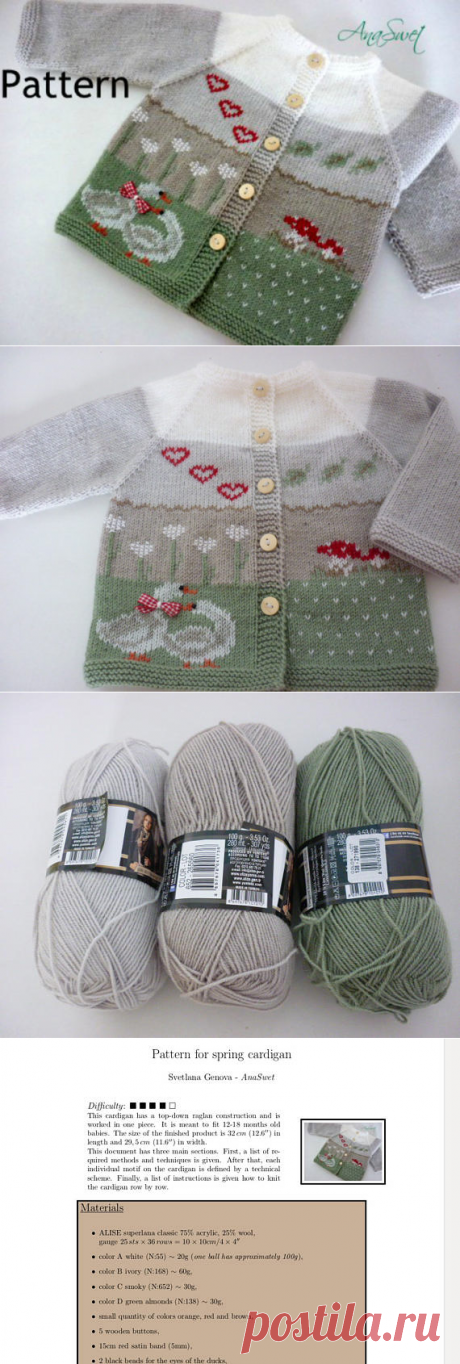 Pattern baby cardigan.Spring cardigan.PC009
