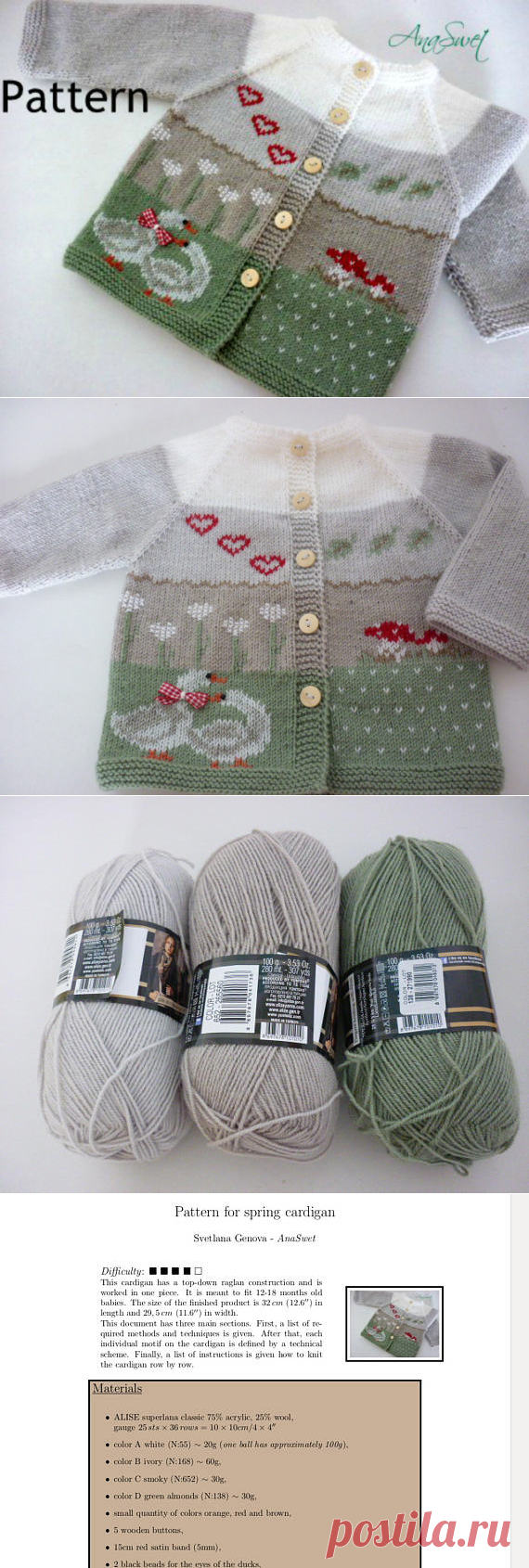 Pattern baby cardigan.Spring cardigan.PC009
