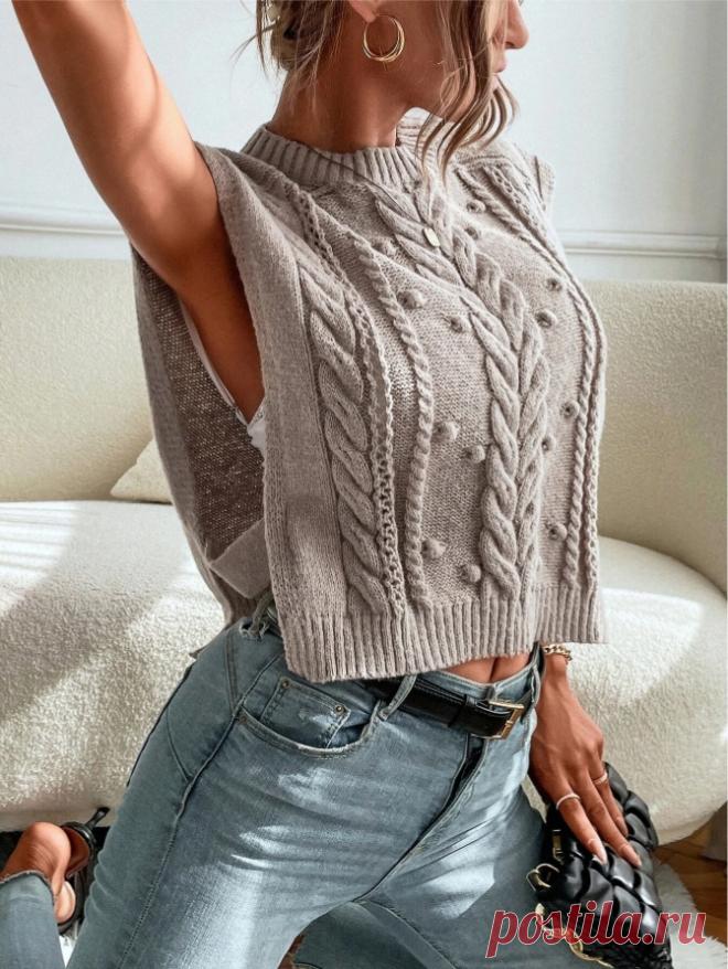 Безрукавка без боковых швов (перед и спинка фиксируются за счет хлястиков), с имитацией погона (схема узора)