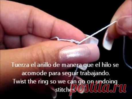 Frivolite-Tatting Lesson 40 - abrir anillo cerrado - Opening a closed ring