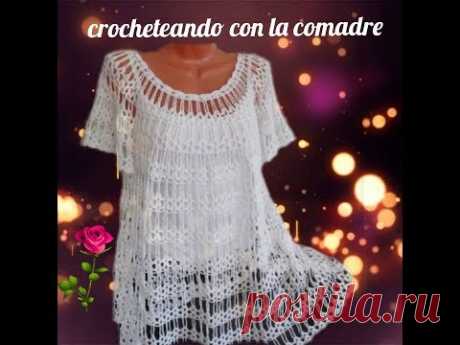 Легкая ,воздушная летняя туника крючком,видео мастер-класс.