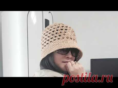 [crochet] 삼각무늬 라피아모자 뜨기법