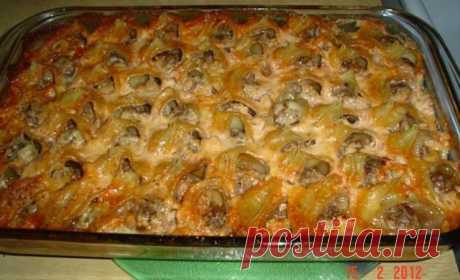 Конкильони фаршированные мясом, под соусом и сыром - Простые рецепты Овкусе.ру