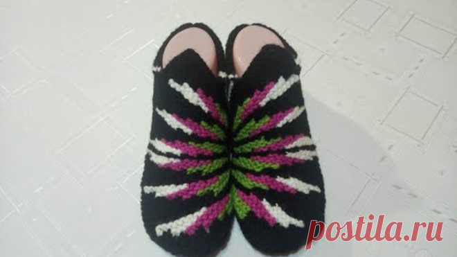 Плетени Терлици #104 - (Knitted Slippers) (Тапочки спицами) (Patik) (Pantufas passo a passo)