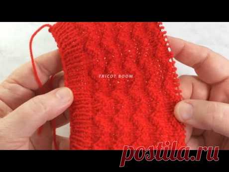 Шевроны на лицевой глади, вязание спицами. Chevrons Stocking Stitct.