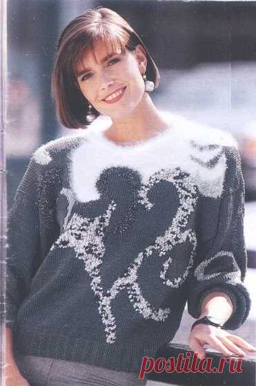 Джемпер с геометрическим рисунком в технике 