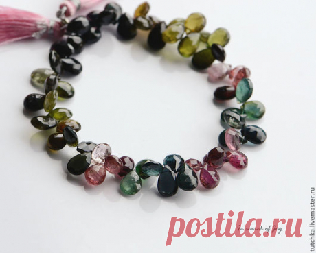 Купить Арбузный турмалин мультиколор граненая груша бриолет - турмалин, бриолет, материалы, натуральные камни