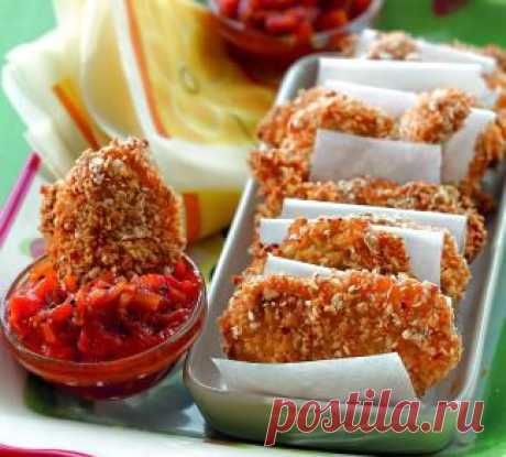 Куриные наггетсы с томатным соусом, второе блюдо. Пошаговый рецепт с фото