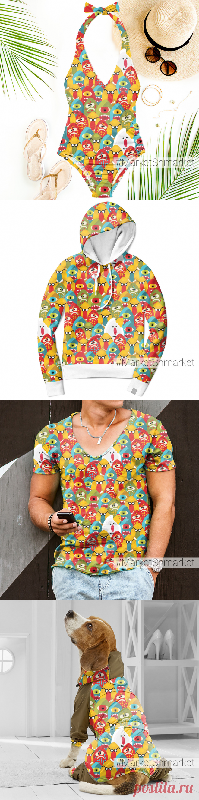 Ткань Монстрявая пасха - закажи на #MarketShmarket.com любая ткань с любым принтом