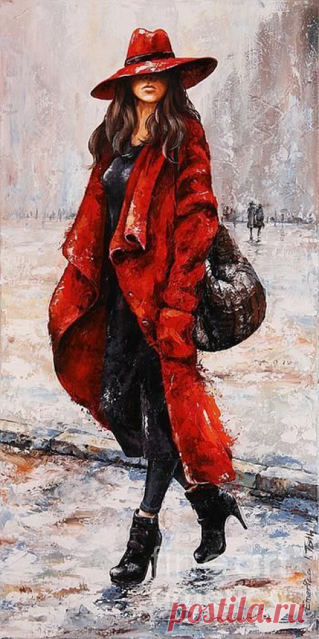 Rainy Day - Red and black #2 Print by Emerico Imre Toth