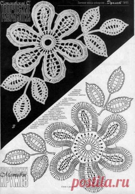 Flores de ganchillo. Debate sobre LiveInternet - Servicio rusos Diarios Online | Crochet Irish | Вязание Крючком, Цветы, Связанные Крючком и Вязани…