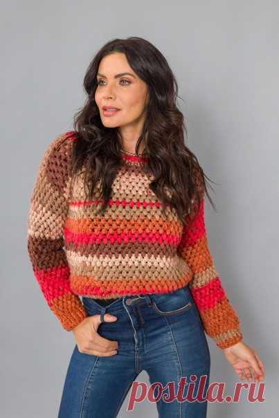 Свитер крючком пышными столбиками