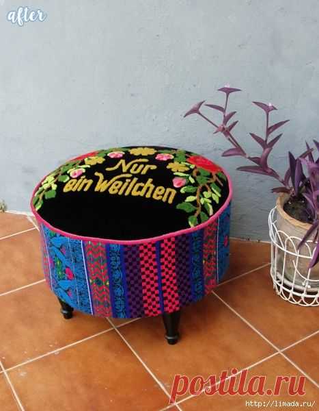 Старые табуретки в красивые османские пуфики, мастер-класс