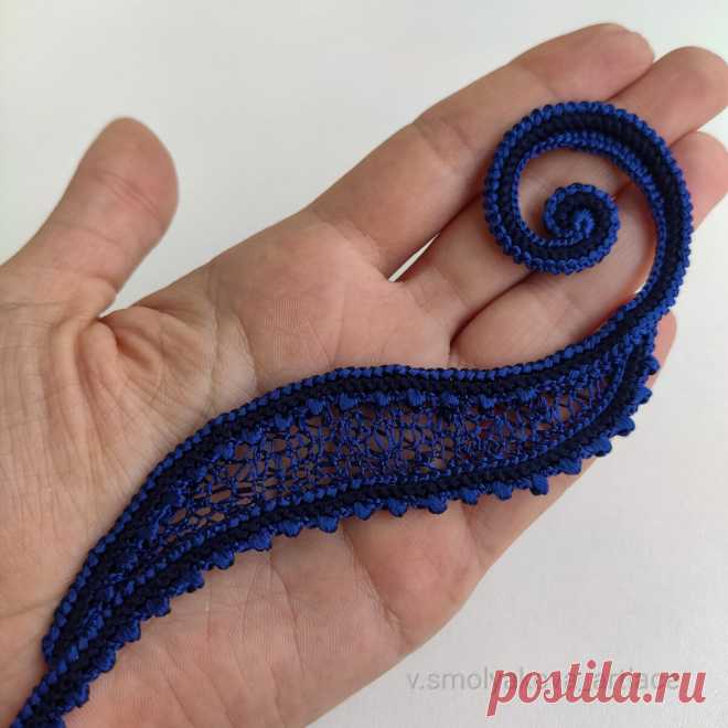 Большой листик-завиток. Композиция Deep blue. Часть 5. | V.Smolyakova Art Lace | Яндекс Дзен