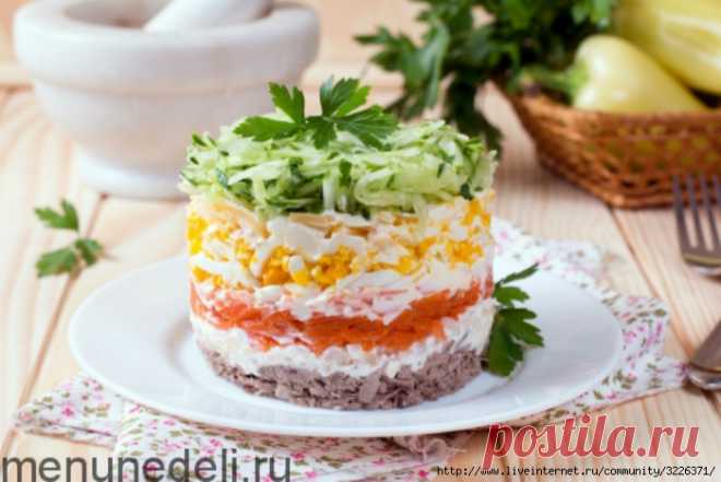 Слоеный салат с языком