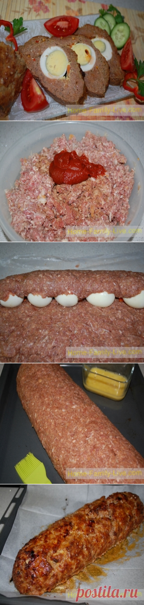 Мясной рулет с яйцом - пошаговый фоторецептКулинарные рецепты