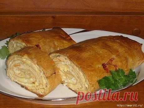 Запечённый рулет с куриной начинкой из лаваша