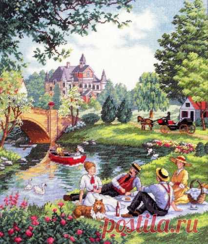 Вышивка крестом "Пикник на лужайке" | Скачать бесплатно на сайте Stitchart.net