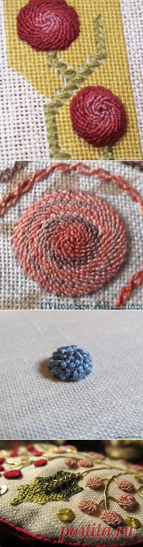 Спиральный шов в вышивке. Два фото мастер-класса