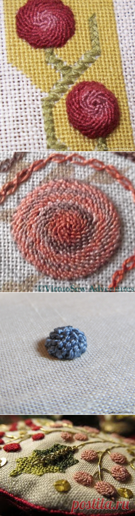 Спиральный шов в вышивке. Два фото мастер-класса