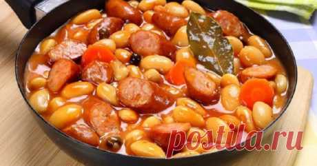 Фасоль тушенная с овощами и копчеными колбасками. За уши не оттянешь!   &gt;&gt;&gt;&gt;&gt;&gt;&gt;