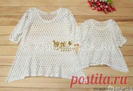 Туника-сетка крючком для девочки. Летняя туника для девочки схемы. | Шкатулка рукоделия