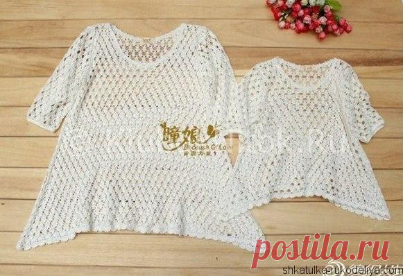 Туника-сетка крючком для девочки. Летняя туника для девочки схемы. | Шкатулка рукоделия