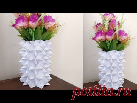 How To Make A Paper Flower Vase || Diy Simple Paper Craft