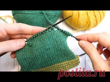 Пятку при вязании носков методом Хеликс делаю однотонной. Показываю, как я ее вяжу