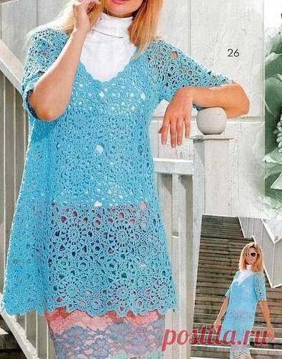 CROCHET  TUNIC. CROCHET  BLOUSE.  FREE DIAGRAM.