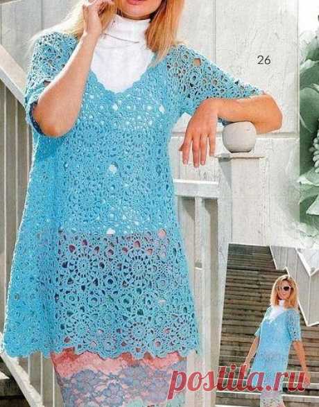 CROCHET  TUNIC. CROCHET  BLOUSE.  FREE DIAGRAM.