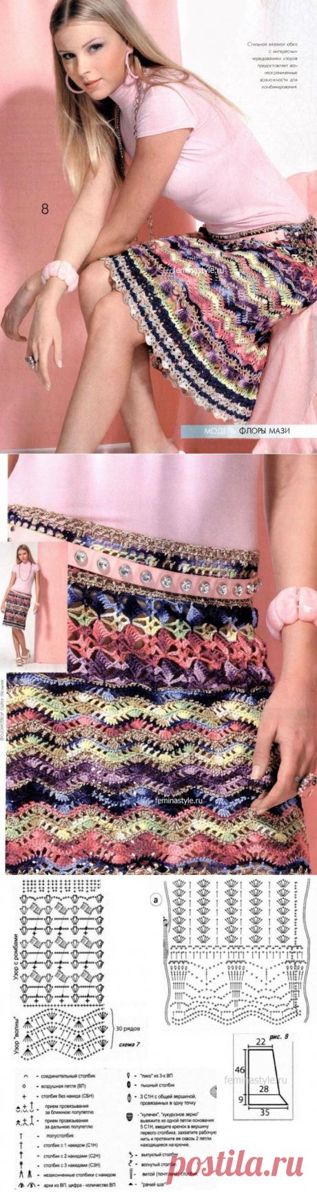 Разноцветная юбка связанная крючком / Рукоделие / Домоводство / Женские секреты / Женский стиль