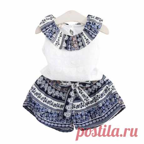 Boho Style Sleeveless Top & Bottoms in Navy for Girls | PatPat