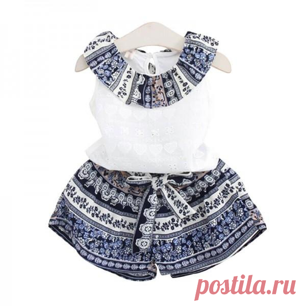 Boho Style Sleeveless Top & Bottoms in Navy for Girls | PatPat