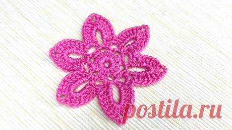 Мастер-класс по вязанию крючком аппликации в виде маленького цветочка. | Повязули. Вязание крючком и вязание С2С. | Яндекс Дзен