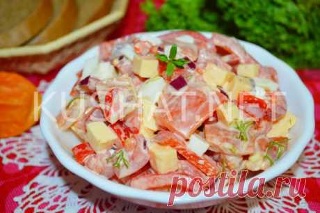 Салат с красной рыбой и помидорами. Пошаговый рецепт с фото &amp;bull; Кушать нет