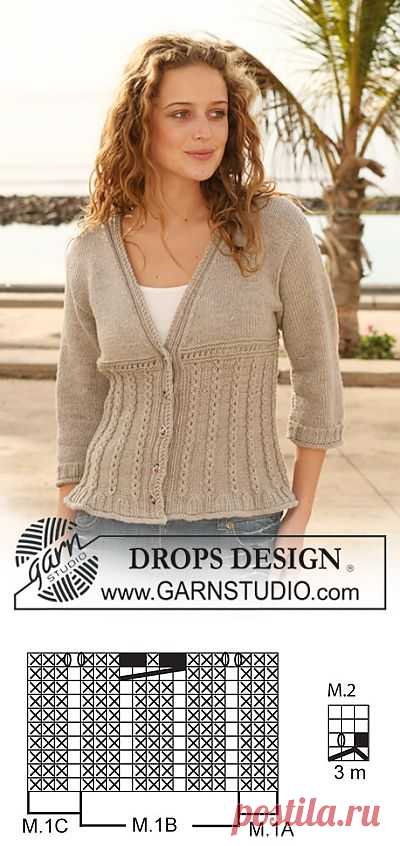 Knitted DROPS jacket with cable pattern in ”Merino Extra Fine”. Size S - XXXL. ~ DROPS Design