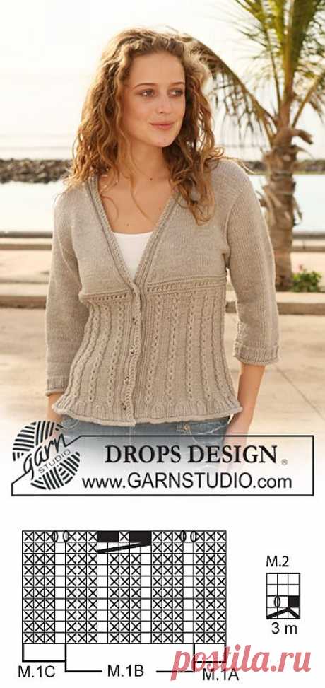 Knitted DROPS jacket with cable pattern in ”Merino Extra Fine”. Size S - XXXL. ~ DROPS Design