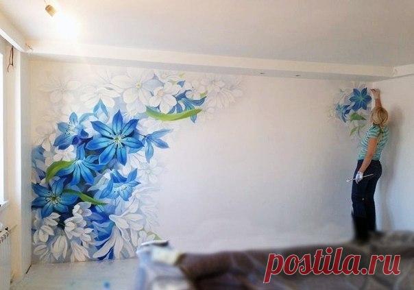 #идеи@moe_gnezdishko 

Декорирование стен своим руками выглядит в разы лучше дешевых обоев!