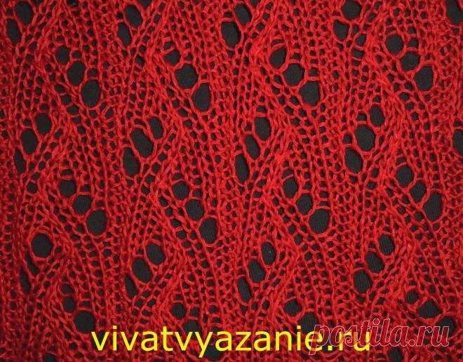 Ажурный узор ёлочки - описание для вязания спицами Несложный ажурный узор для вязания спицами 