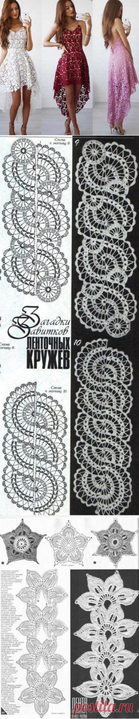 Схемы вязания ленточного кружева крючком