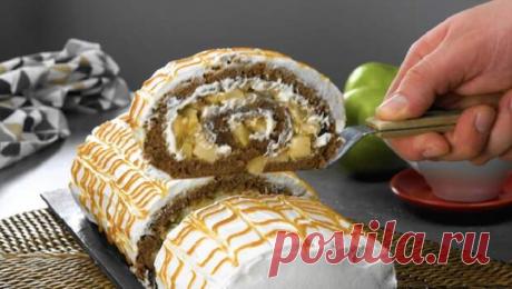 Бисквитный рулет с яблоками и сливочным кремом: пальчики оближешь - Вкусные рецепты - медиаплатформа МирТесен Необходимые ингредиенты Для бисквитного теста: 5 яиц 1 яичный желток 150 г сахара 1 ч. ложка ванильного ароматизатора 1 щепотка соли 140 г муки 10 г какао 1 ч. ложка разрыхлителя 1 ч. ложка молотой корицы немного тертого мускатного ореха Для начинки: 4 крупных яблока 30 г сахара 30 г сливочного