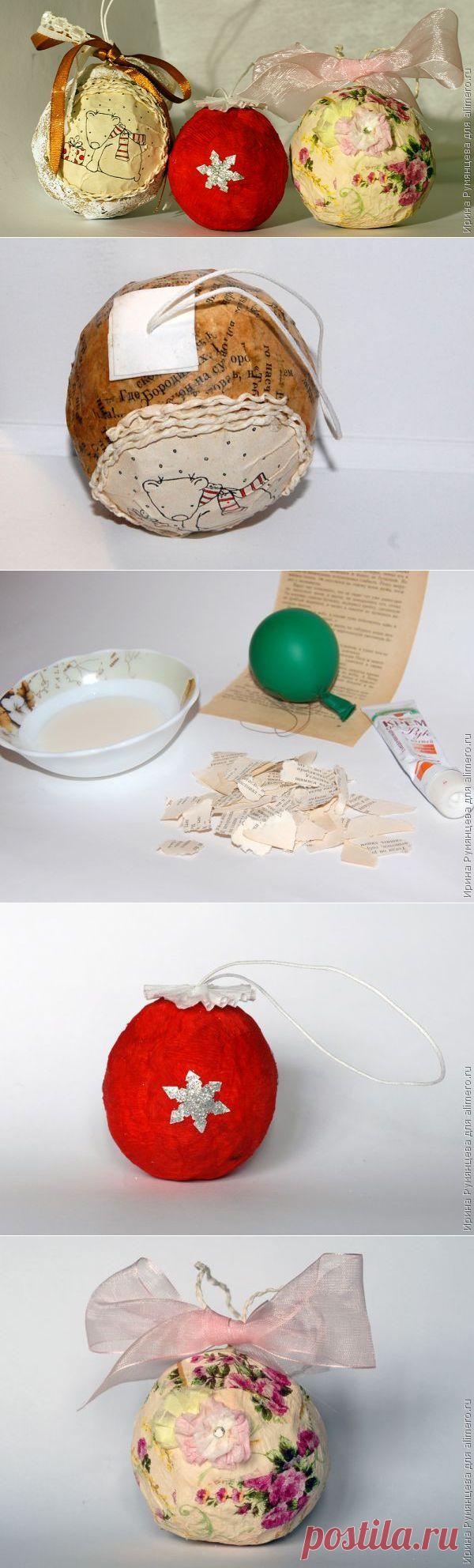 Елочные шары из бумаги / Хенд мейд