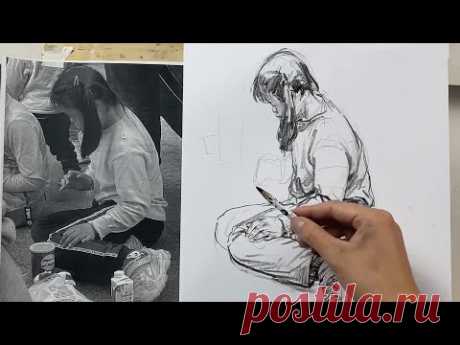 Draw a figure drawing pose with reference