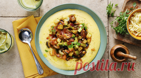 Мамалыга с жареными овощами и сыром, пошаговый рецепт с фото на 477 ккал