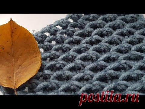 Очень эффектный, объемный узор спицами для вязания шапок и не только 👌 knitting pattern.