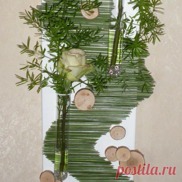 Коллаж в стиле «эко»: настенная композиция из цветов, травы и дерева своими руками